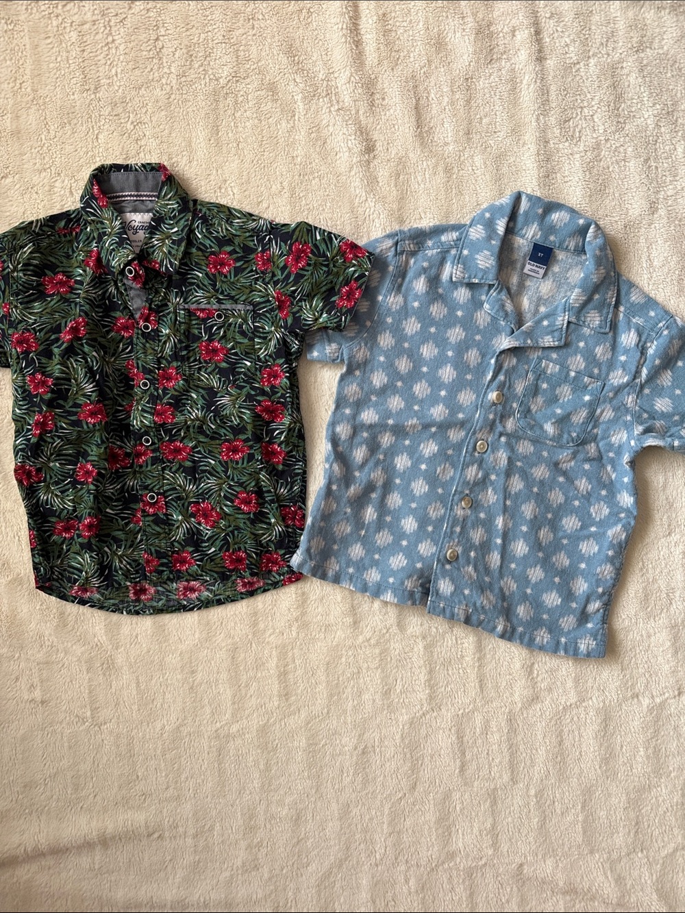 2 Boys' 3T Tropical Button-Down Shirts